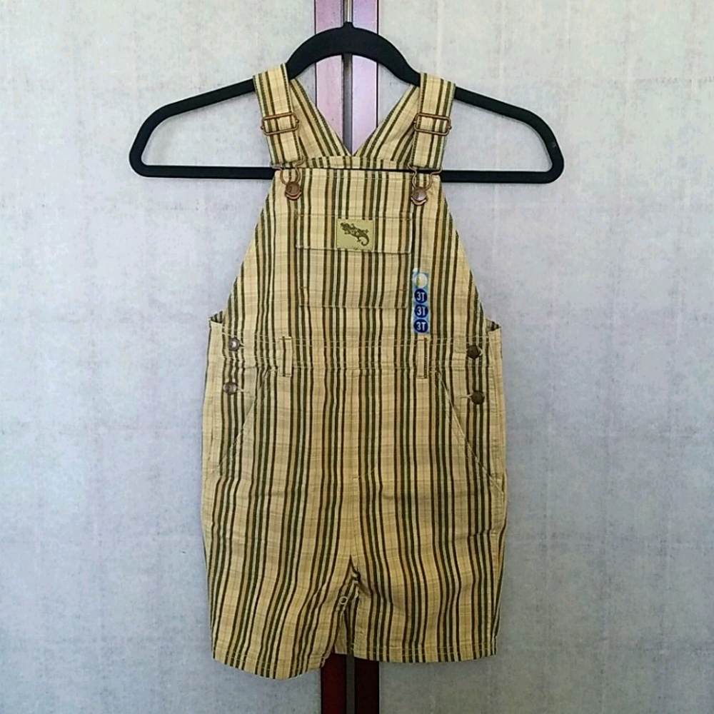 NWT Vintage Gymboree Cream/olive green plaid overalls. Kid's size 3T.